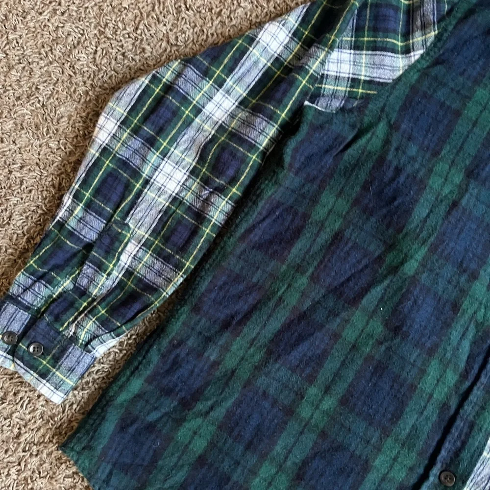 L.L. Bean mens plaid casual green long sleeve button down shirt size L - Picture 5 of 8